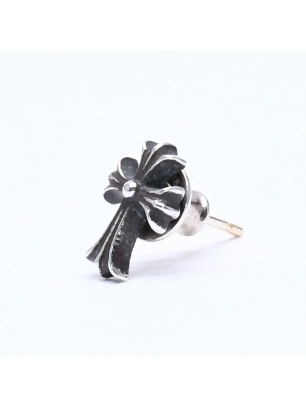 Chrome Hearts Single Earrings CH Crossfat Stud Silver 925 Sterling